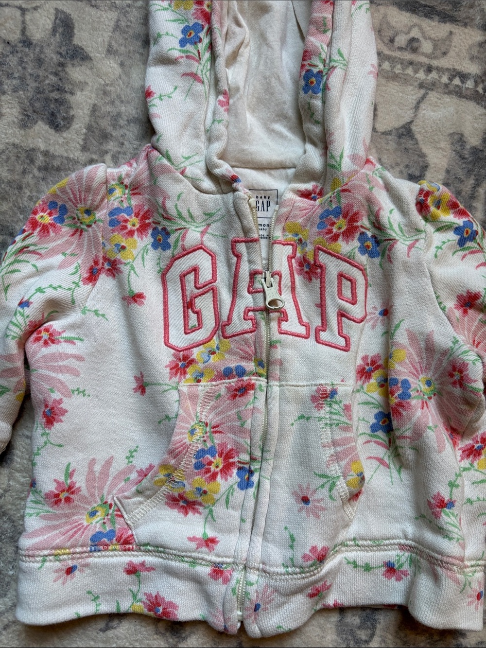 GAP White Floral zip hoodie